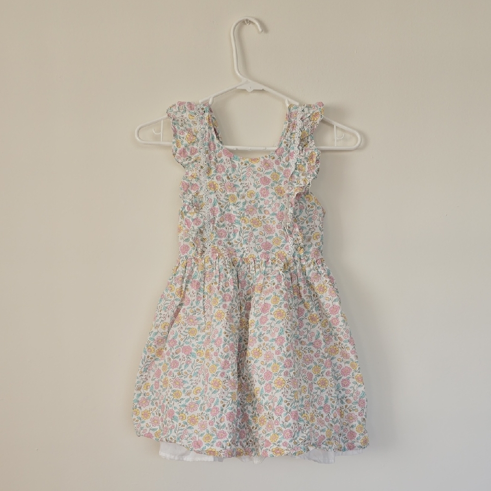 Cupcakes and Cashmere Girls Floral Sun Dress Ruffle Sleeve Size 7
